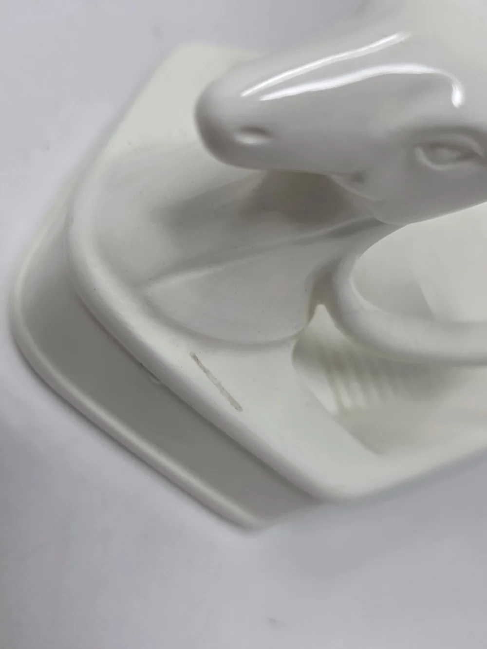 Vintage White Ceramic long horn sheep large soap dish / trinket tray 7